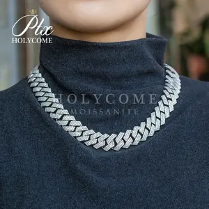 Holycome colar de prata esterlina 925 moissanite, cuba hip hop colar corrente 14k 18k ouro joia colar em p.com