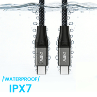 Cable USB C de 240W, Cable USB C con Trenzado de Nailon Ignífugo, Resistente al Agua IPX7, Carga Rápida, Conductor de Cobre Puro para Laptop y Escáner de Código de Barras