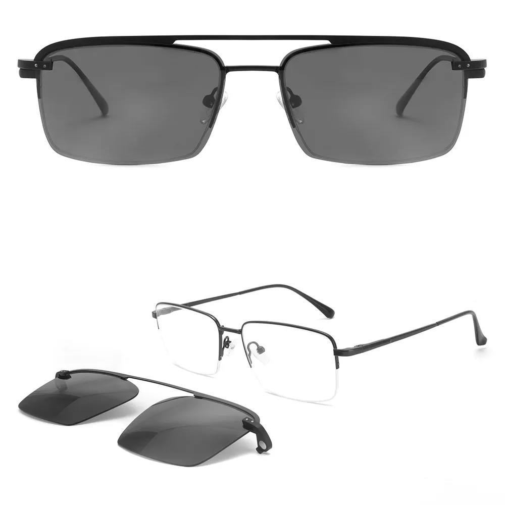 RY1023 — lunettes de soleil polarisées pour hommes, lunettes rectangulaires magnétiques à clip