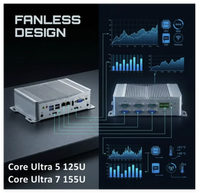 Mini PC industriel sans ventilateur Intel Core Ultra 5 125u Ultra 7 155u avec 6 ports COM, GPIO, double LAN, ordinateur embarqué