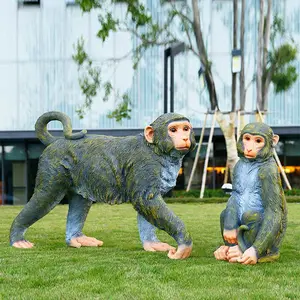 Wholesale Outdoor Decoration Price Cheap Fiberglass Resin Life-size Orangutan Statue Sculpture Outdoor Decoration