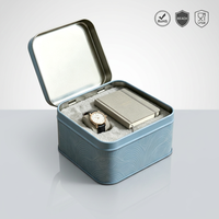 Boîte en étain carrée à coins arrondis, certifiée REACH et ROHS, en matériaux recyclés écologiques, couleur unie, impression personnalisée de la marque, petite taille