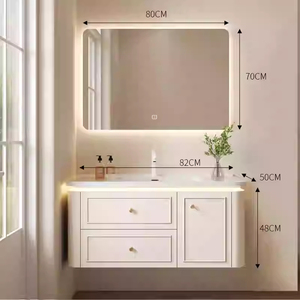 2026 New Smart Cream Style Bathroom Cabinet Integrated Ceramic Hand Wash Basin Cabinet Washing <b>Table</b> - Product Image 2