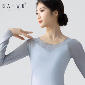 117120106-1,0 Baiwu Stage Dance Wear Mesh Top <span class=keywords><strong>Ballet</strong></span> Warm Ups <span class=keywords><strong>Ballet</strong></span> Tops <span class=keywords><strong>Ropa</strong></span> para niñas - Product Image 2