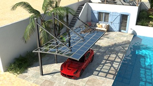 Abri de voiture en alliage d'aluminium enduit de PVC durable, abri de <span class=keywords><strong>garage</strong></span> et de stationnement facilement assemblable avec fenêtre et porte - Product Image 4