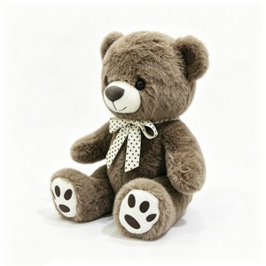 Oso de peluche suave gris marrón, oso de peluche marrón taupe, oso de peluche marrón tierra con detalles en blanco - Product Image 5