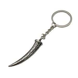Porte-clés en corne courbée <span class=keywords><strong>à</strong></span> nervures, en alliage de <span class=keywords><strong>zinc</strong></span> argenté antique, accessoire en forme de griffe courbée pour la décoration de sacs <span class=keywords><strong>à</strong></span> dos gothiques - Product Image 5