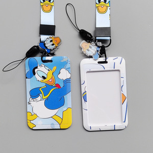 Porte-carte d'identité rigide personnalisé dessin animé/anime, avec cordon en polyester pour carte d'étudiant, badge de travail, carte repas, Donald Duck - Product Image 2
