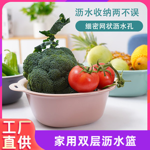 Cesta Escurridora Redonda de Plástico de Doble Capa para Lavado de Verduras, Rejilla de Drenaje para Fregadero de Cocina, Tazón de Almacenamiento Resistente al Agua - Product Image 5