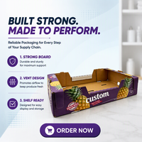 Vente en gros d'usine, emballage personnalisé pour expédition, boîte en carton pour fruits, ananas, boîte d'emballage en papier ondulé imperméable