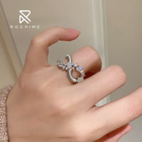 Bague croisée brossée Rochime en argent sterling 925 avec zircone cubique pour femme – Vente en gros