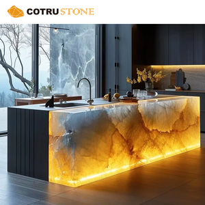 Sang trọng Backlit mờ Onyx nhà bếp <span class=keywords><strong>Countertop</strong></span> hiện đại đá cẩm thạch tự nhiên Đảo cho trang trí nội thất - Product Image 6