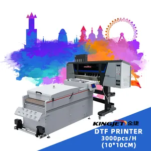 KINGJET Impressora Textil Dtf A3 Pencetak 30Cm 60Cm dengan Mesin Bubuk Kocok