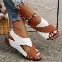 Sandales plates romaines d'été pour femmes, style européen et américain, à plateforme épaisse, décontractées, idéales pour les jupes et la plage, à bout ouvert