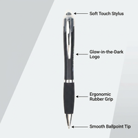 Stylet lumineux LED en plastique écologique avec logo laser personnalisé, corps lumineux, 3-en-1, cadeau promotionnel d'entreprise, cadeau d'événement