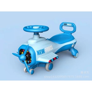 New-Force Kids Ride On Plane Toy With Lights And <b>Wheels</b> For 1-6 Years Old Children Unisex <b>Plastic</b> Gliding Car - Product Image 1
