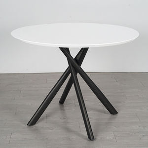 Mesa de comedor redonda, juego de mesa moderna con pintura de MDF, color blanco, para sala de estar - Product Image 2