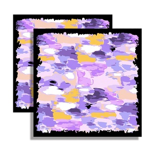 Custom Logo Printed Satin Scarf, Luxury Silk Feeling 70x70cm Square Neckerchief, Wholesale Purple Fashion Neck Bandana - Product Image 3