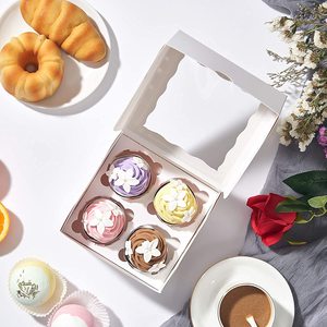 Cupcake hộp chèn cửa sổ giữ 4 cupcakes Pastry bánh hộp cho Cookie làm giấy UV lớp phủ matt Cán dập nổi in - Product Image 5