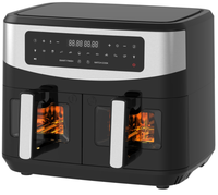 Freidora de Aire de Doble Zona de 10L, 2400W, Voltaje Universal, Pantalla Táctil Independiente de Tiempo y Temperatura, ETL/CE/CB, Cocina sin Aceite para el Hogar