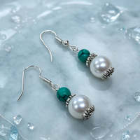 Boucles d'oreilles pendantes en imitation perle et turquoise, légères, avec pendentif en pierres naturelles, bijoux fantaisie pour femme, idéales comme cadeau