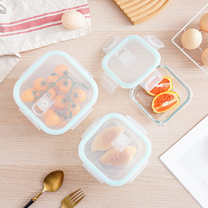 食品保存容器<span class=keywords><strong>500ml</strong></span> 1000mlスクエアガラスセット冷蔵庫と冷凍庫BPAフリー漏れ止め蓋付き - Product Image 5