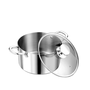 Casserole en acier inoxydable tri-couches <span class=keywords><strong>de</strong></span> 16, 18, 20, 24, 26 cm avec couvercle en verre pour une cuisson saine antiadhésive, compatible induction - Product Image 1