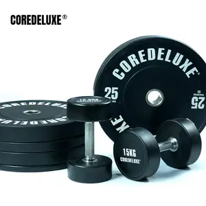COREDELUXE制造供应批发定制标准黑色橡胶涂层重量杠铃板