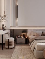 Ensemble de mobilier de luxe pour villa de direction, lit plateforme king-size avec tête de lit, standard hôtelier 5 étoiles, pour chambre principale de villa