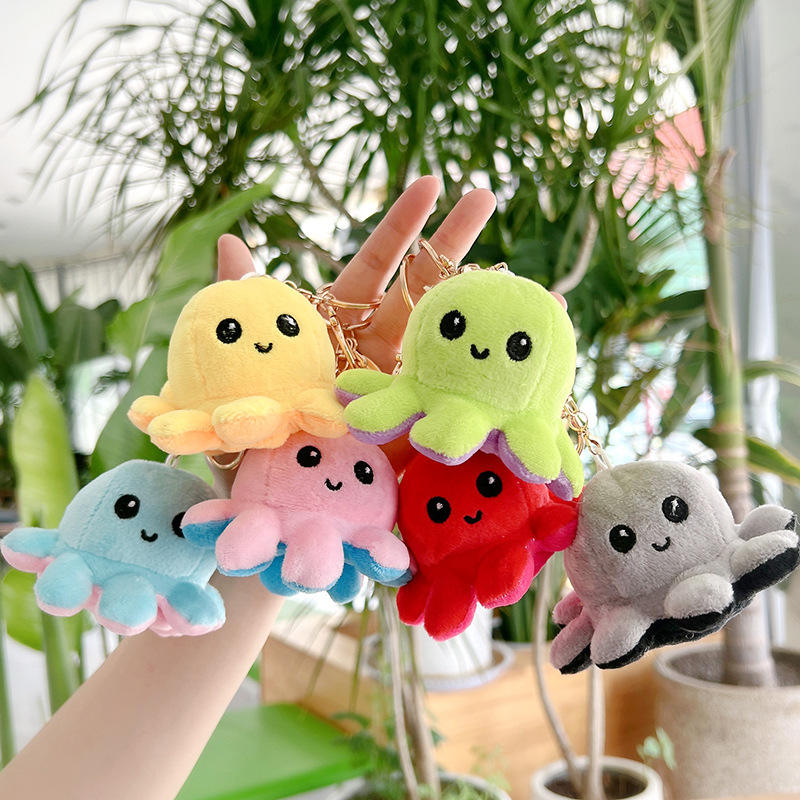 Cute Flipped Face Changing Little Octopus Plush Keychain