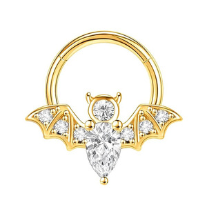 Anneau de nez en acier inoxydable avec incrustation de zircon, bijoux de piercing corporel en forme d'animal, cadeau unisexe - Product Image 5