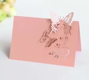 Drop Shipping Party Decoration Supplies Laser Cut Die Cut Paper Name Card Table Name Cards Butterfly Seat Card