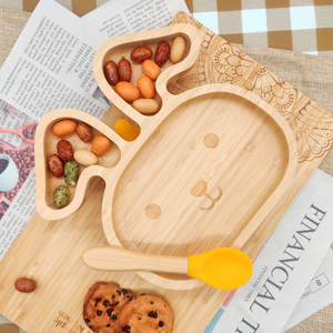 Cuenco de madera de bambú ecológico para bebé, plato con estampado personalizado, forma de Animal Natural, cuadrado, plato de bambú para comida de frutas para niños - Product Image 3