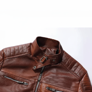 Forro de viscosa acolchado y bolsillos exteriores interiores Anilina Cremallera Legacy Black Men Biker Jacket con - Product Image 1