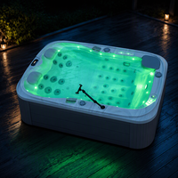 Bak Mandi Air Panas Luar Ruangan untuk 2 Orang dengan 2 Kursi Santai, Spa Akrilik Kompak Jacuzzi untuk Halaman Belakang/Teras
