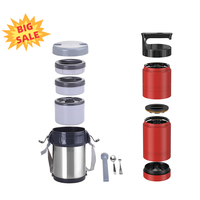 Pot à lunch Tiffin Bento en acier inoxydable 2L Fiole à vide isolée à double paroi pour aliments chauds avec cuillère Récipient alimentaire