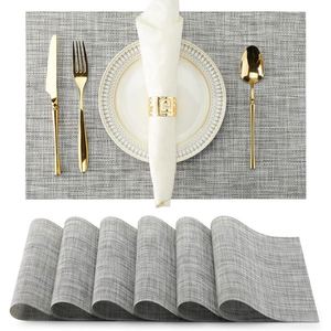 Sets de table en paille de blé résistants à la chaleur et antidérapants pour table à manger, sets de table en vinyle PVC tissé lavables et durables - Product Image 3