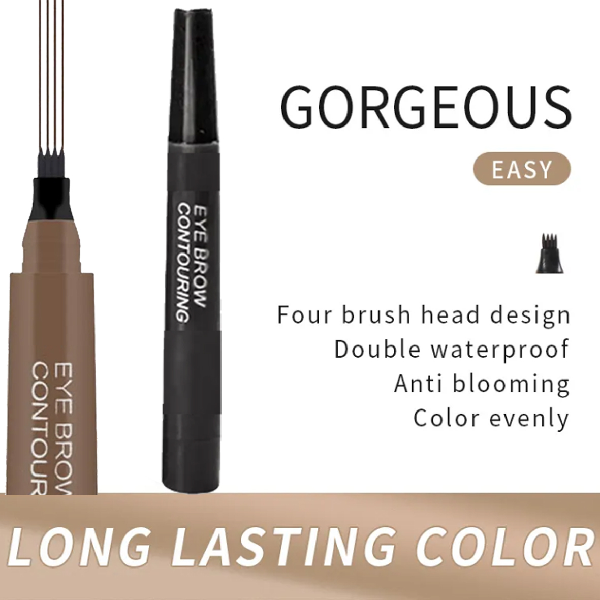 Charm Beauty Natural Waterproof Brow Enhancer Long Lasting Liquid Eyebrow Pencil with Plastic Eyebrow Stencils for Eye Makeup
