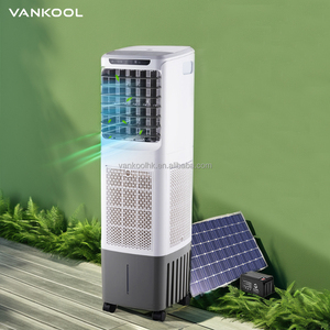 Ventilateur refroidisseur d'air solaire portable à batterie lithium rechargeable AC/DC, refroidisseur d'air évaporatif solaire - Product Image 1