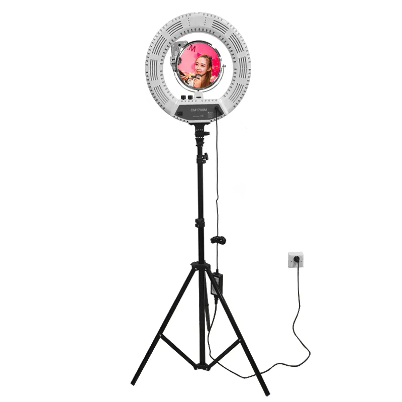 Hairdressing salon LED lamp tripod stand circled light with phone holder make up lamp