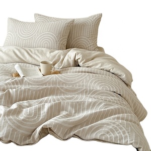Dropshipping Heimtextilien 100% Baumwolle Bettwäsche-Set Jacquard Bettwäsche Weiche Gewaschene Baumwoll-Bettwäsche Grauer Baumwoll-Bettbezug - Product Image 1
