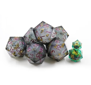 Dados Poliédricos de Resina con Núcleo Líquido Brillante Green <span class=keywords><strong>Goblin</strong></span>, Dados de Bordes Afilados para Juegos de Mesa RPG <span class=keywords><strong>DND</strong></span> Dungeons and Dragons - Product Image 5