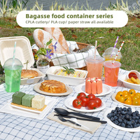 Vente en gros de récipients alimentaires biodégradables jetables canne à sucre bagasse boîtes à emporter ensemble de vaisselle bol à bagasse jetable