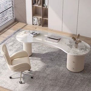 Bureau d'<span class=keywords><strong>ordinateur</strong></span> moderne en pierre blanche avec 3 tiroirs et un tiroir à dossiers pour le mobilier de bureau à domicile - Product Image 2