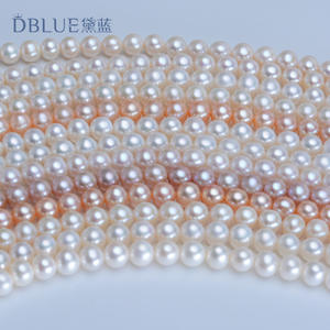 Venta Directa de Fábrica, Collar de Perlas de Agua Dulce Casi Redondas de 9-10 mm, Luz Intensa y Ligeras Imperfecciones, Venta al por Mayor - Product Image 4