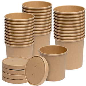 Contenant à soupe moderne en papier kraft à paroi simple, biodégradable et recyclable, Zhenyuan, 1300 ml, 1500 ml, avec couvercle en PP PET - Product Image 1