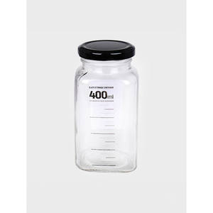 Bouteille en verre carrée de 400ml avec bouchon en acier pour le stockage et le conteneur des aliments - Product Image 1
