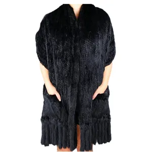 ZDFURS * Luxury Women's Genuine Real Knitted rabbit Fur Scarves with Tassels Lady Pashmina Wraps Autumn Winter Women Fur Shawls