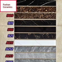 Plinthes en porcelaine moderne de Guangdong Foshan, texture marbre noir brillant, tailles 6-12 cm