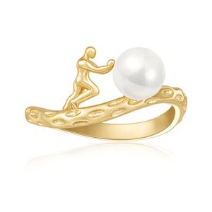 เครื่องประดับยอดนิยมแหวนไข่มุกน้ำจืด6มม. ทำจากเงิน925ชุบทอง18K - Product Image 3